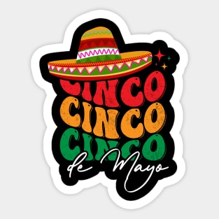 Retro Groovy Cinco de Mayo Fiesta Squad Family Matching Sticker